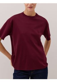Reserved - T-shirt oversize z merceryzowanej bawełny - mahoniowy. Kolor: brązowy. Materiał: bawełna #1