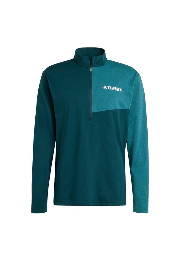 Adidas - Koszulka Terrex Multi Climacool 1/2 Zip Long Sleeve. Kolor: zielony, niebieski, wielokolorowy. Długość rękawa: długi rękaw. Technologia: ClimaCool (Adidas). Sport: turystyka piesza