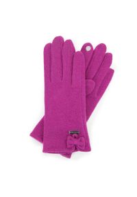 Wittchen - Damskie rękawiczki wełniane do smartfona. Kolor: fioletowy. Materiał: wełna. Wzór: haft, aplikacja. Sezon: zima. Styl: elegancki