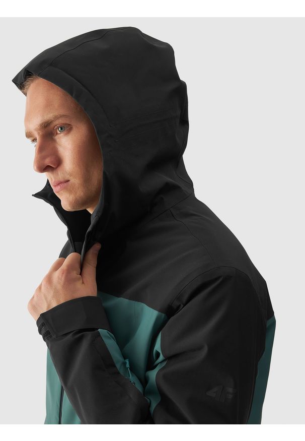 4f - 4F Kurtka narciarska membrana 5000 męska - turkusowa S. Okazja: na co dzień. Typ kołnierza: kaptur. Kolor: turkusowy. Materiał: poliester, syntetyk, materiał, puch. Długość: długie. Sezon: zima. Styl: klasyczny, casual, sportowy