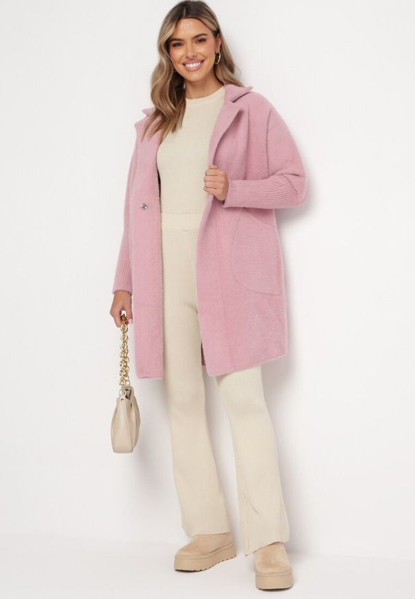Born2be - Różowy Płaszcz z Bawełną Oversize Klepheia. Okazja: na co dzień. Kolor: różowy. Materiał: bawełna. Wzór: jednolity. Styl: casual