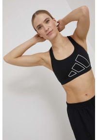 adidas Performance biustonosz sportowy HD7680 kolor czarny. Kolor: czarny. Materiał: poliester, skóra, materiał. Rodzaj stanika: wyciągane miseczki. Sport: fitness, bieganie #1