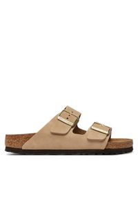 Birkenstock Klapki Arizona Sfb Lenb 1019016 Beżowy. Kolor: beżowy. Materiał: skóra, nubuk