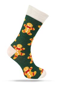Świąteczne Skarpetki - Alties - Ciastek, Zielone Tło. Kolor: wielokolorowy. Materiał: poliester, bawełna, elastan #1
