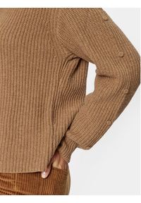 TwinSet - TWINSET Sweter 232TT3330 Brązowy Regular Fit. Kolor: brązowy. Materiał: wiskoza #4