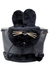 Lean - Plecak Dziecięcy Pluszowy Uszy Regulowany Pasek Czarny 22cm 4L LEAN. Kolor: czarny