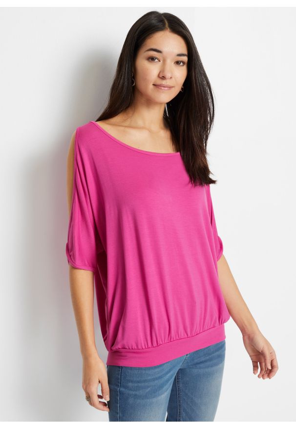 bonprix - Shirt ze zrównoważonej wiskozy. Kolor: różowy. Materiał: wiskoza