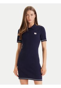 Calvin Klein Sukienka codzienna Microcable LV047F323G Granatowy Slim Fit. Okazja: na co dzień. Kolor: niebieski. Materiał: bawełna. Typ sukienki: proste. Styl: casual #1