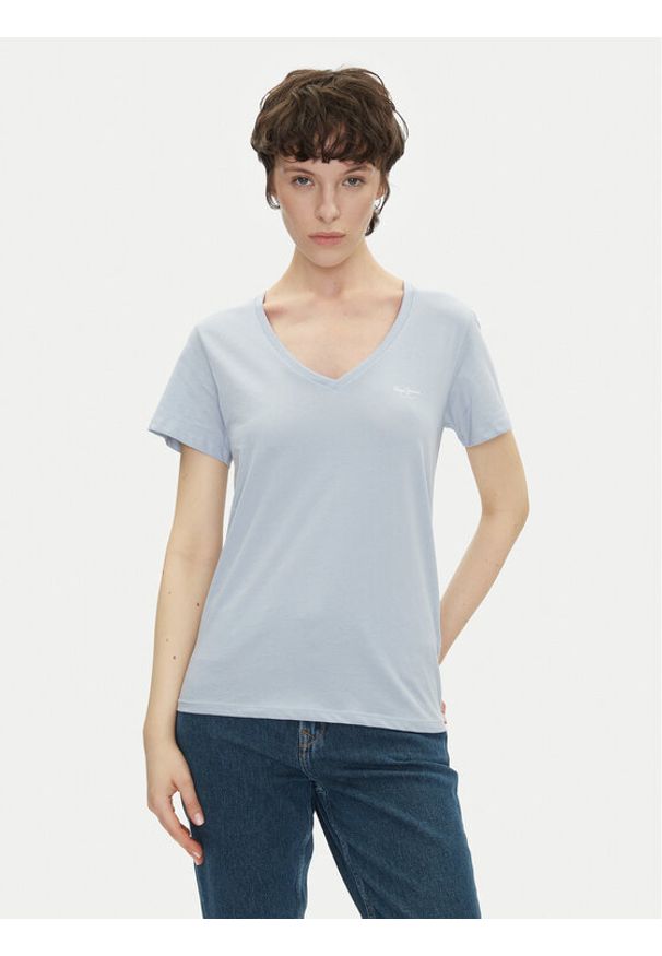 Pepe Jeans T-Shirt Macy PL506051 Niebieski Regular Fit. Kolor: niebieski. Materiał: bawełna