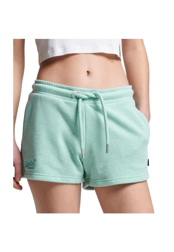 Spodenki sportowe damskie Superdry Vintage Logo. Kolor: zielony. Materiał: poliester, bawełna. Długość: krótkie