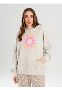 Sinsay - Bluza hoodie z nadrukiem - szary. Kolor: szary. Wzór: nadruk