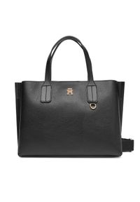 TOMMY HILFIGER - Tommy Hilfiger Torebka Th Distinct Mini Tote AW0AW17459 Czarny. Kolor: czarny. Materiał: skórzane