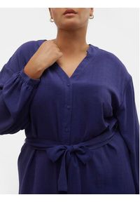 Vero Moda Curve Sukienka koszulowa 10299117 Granatowy Regular Fit. Kolor: niebieski. Materiał: syntetyk. Typ sukienki: koszulowe #6