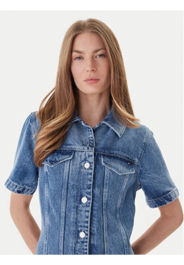 TOMMY HILFIGER - Tommy Hilfiger Sukienka jeansowa WW0WW46638 Niebieski Slim Fit. Kolor: niebieski. Materiał: lyocell