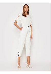 Imperial Spodnie materiałowe P2D0BNP Biały Relaxed Fit. Kolor: biały. Materiał: materiał, bawełna