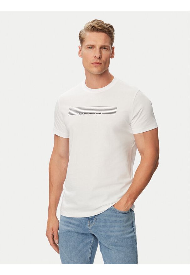 Karl Lagerfeld Jeans T-Shirt B3M17001 Biały Slim Fit. Kolor: biały. Materiał: bawełna