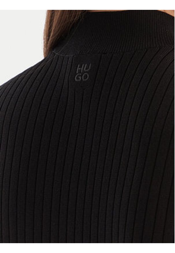 Hugo - HUGO Sukienka dzianinowa Sbonny 50548258 Czarny Slim Fit. Kolor: czarny. Materiał: syntetyk