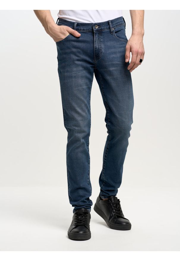 Big-Star - Spodnie jeans męskie skinny Deric 583. Okazja: na co dzień. Kolor: niebieski. Styl: casual