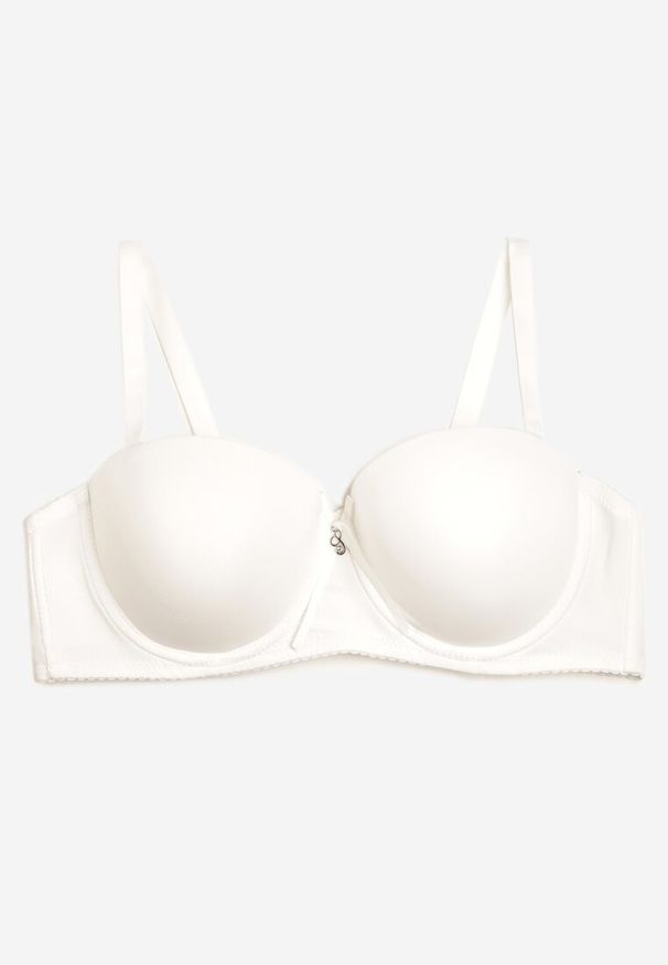 Renee - Jasnobeżowy Balkonetka Biustonosz Push Up z Kokardką Urela. Kolor: beżowy. Rodzaj stanika: push-up