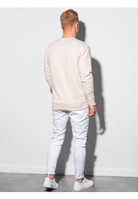 Ombre Clothing - Bluza męska bez kaptura - ecru V2 B1149 - XXL. Typ kołnierza: bez kaptura. Materiał: materiał, bawełna, poliester, jeans. Wzór: melanż #4