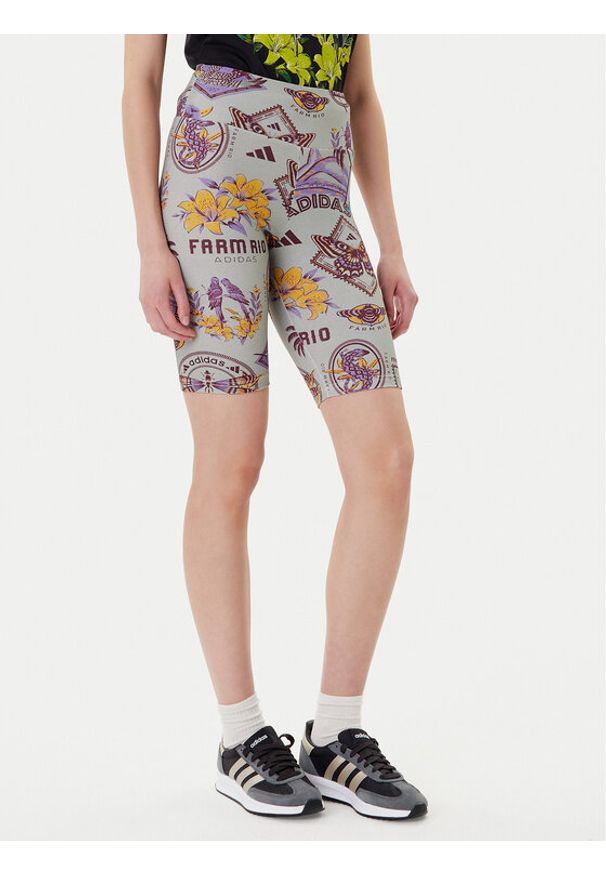 Adidas - adidas Kolarki Farm Bike JM8345 Szary Slim Fit. Kolor: szary. Materiał: bawełna