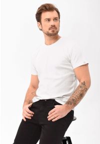 Volcano - Gładki t-shirt, Comfort Fit, T-BAS. Okazja: na co dzień. Materiał: skóra, materiał, bawełna. Długość rękawa: krótki rękaw. Długość: krótkie. Wzór: gładki. Styl: casual, elegancki #1