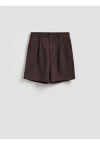 Reserved - Szorty loose fit z lyocellem - ciemnobrązowy. Kolor: brązowy. Materiał: bawełna #1