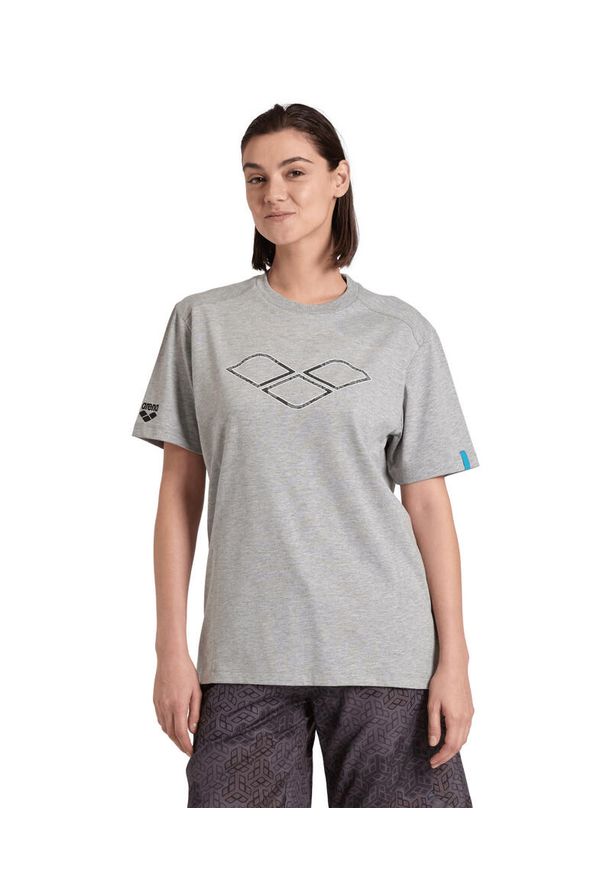 Koszulka Arena T-Shirt Logo Cotton. Kolor: szary. Materiał: jersey, bawełna. Długość rękawa: krótki rękaw. Długość: krótkie. Wzór: aplikacja