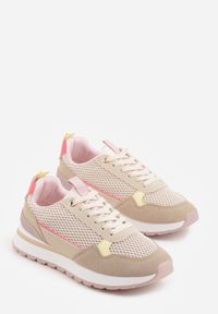 Born2be - Ciemnobeżowe Sneakersy z Siateczką i Antypoślizgową Podeszwą Katala. Okazja: na spacer, na co dzień. Kolor: beżowy. Materiał: jeans. Sport: turystyka piesza #7