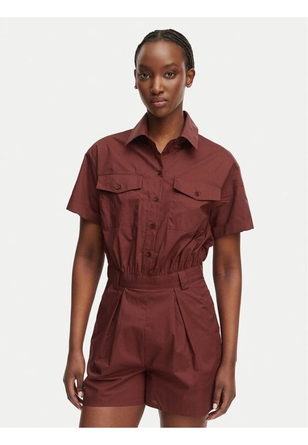 Patrizia Pepe Kombinezon 2T0095/A9B9-B887 Brązowy ciemny Regular Fit. Kolor: brązowy. Materiał: bawełna