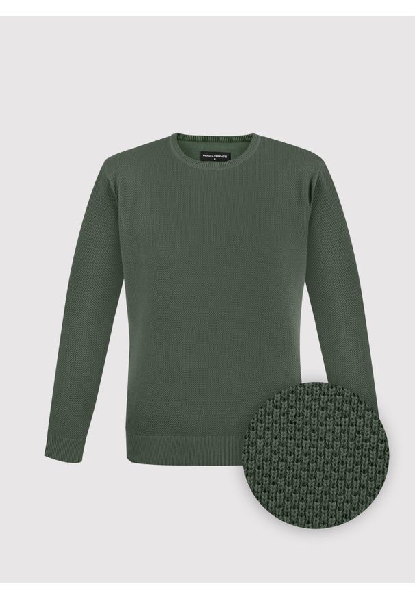 Pako Lorente - PAKO LORENTE - Zielony sweter męski o-neck. Kolor: zielony. Materiał: bawełna. Sezon: jesień