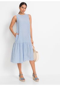 bonprix - Sukienka z wiązanymi troczkami. Kolor: niebieski. Sezon: lato #1