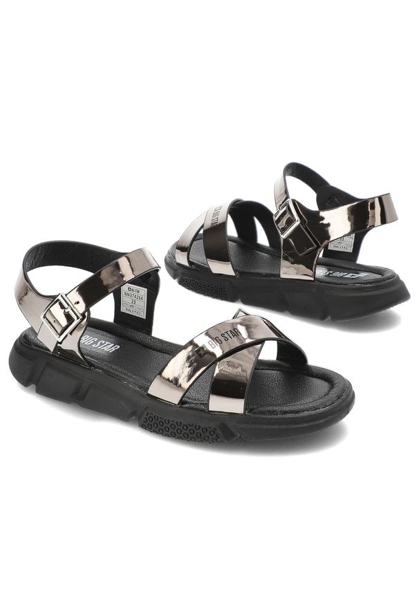 Big-Star - Czarne Sandały Big Star Dziewczęce Buty Na Lato. Okazja: na co dzień. Zapięcie: pasek. Kolor: czarny. Sezon: lato. Styl: casual, elegancki