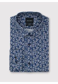 Pako Lorente - PAKO LORENTE - Granatowa koszula męska w kwiaty. Okazja: na co dzień. Kolor: niebieski. Materiał: elastan, bawełna. Długość rękawa: długi rękaw. Długość: długie. Wzór: kwiaty. Styl: casual #4
