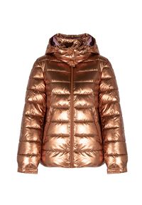 Guess Kurtka Bomberka | W2BL26 WEWC0 | Kobieta | Złoty. Typ kołnierza: kaptur. Kolor: złoty. Materiał: poliamid. Długość rękawa: długi rękaw. Długość: długie. Wzór: aplikacja. Styl: elegancki #5