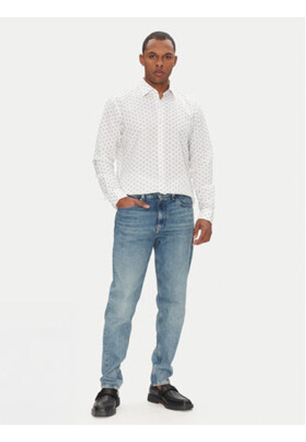 Hugo - HUGO Koszula Valerio 50539802 Biały Modern Fit. Kolor: biały. Materiał: bawełna