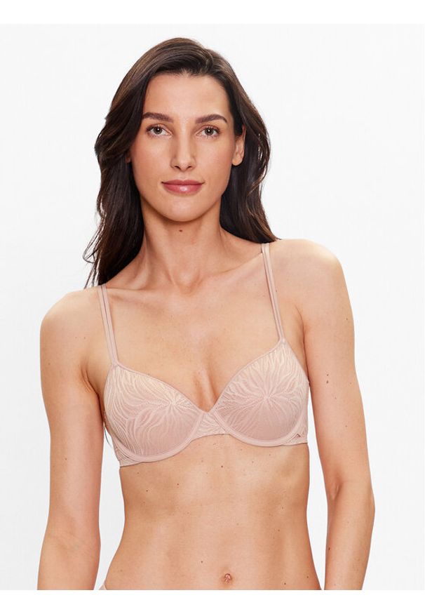 Calvin Klein Underwear Biustonosz z fiszbiną 000QF6875E Beżowy. Kolor: beżowy. Materiał: syntetyk