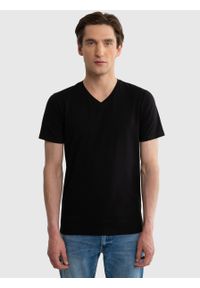 Big-Star - Koszulka męska v-neck z bawełny supima Supiclassicov 906. Kolor: czarny. Materiał: bawełna. Długość: długie. Styl: klasyczny #4