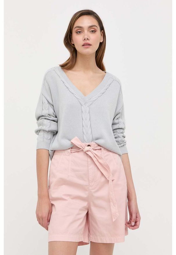 Guess sweter damski kolor szary. Kolor: szary. Materiał: dzianina