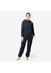 DOMYOS - Bluza z kapturem damska Domyos Gym & Pilates. Typ kołnierza: kaptur. Kolor: szary. Materiał: polar, materiał, bawełna. Sport: joga i pilates