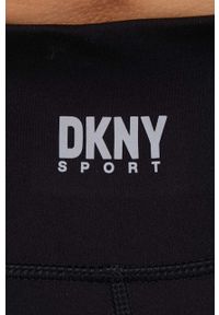 DKNY - Dkny legginsy damskie kolor czarny z aplikacją. Kolor: czarny. Materiał: skóra, dzianina, materiał. Wzór: aplikacja #3