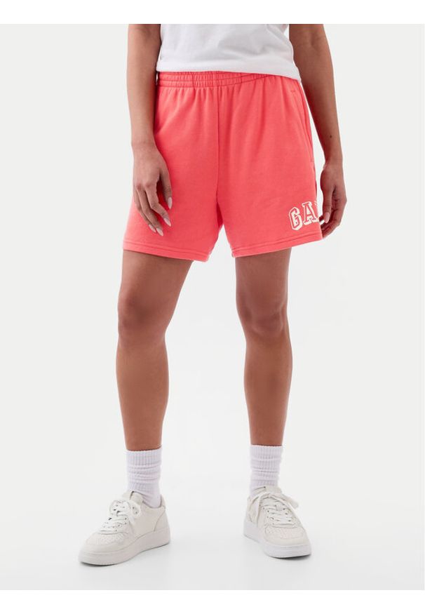 GAP - Gap Szorty sportowe 885590-02 Koralowy Relaxed Fit. Kolor: pomarańczowy. Materiał: syntetyk, bawełna