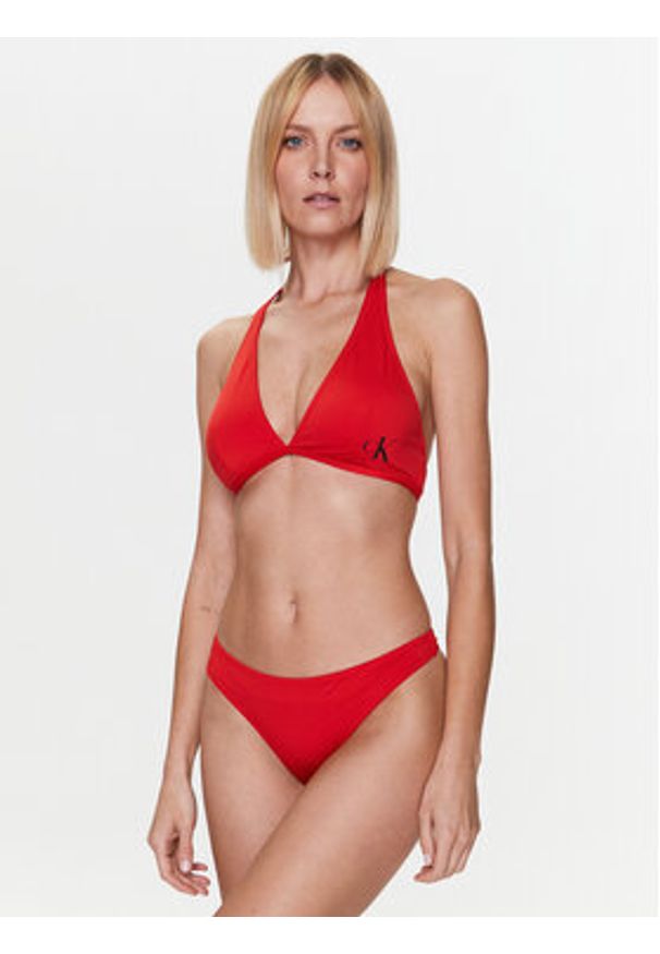 Calvin Klein Swimwear Góra od bikini Halterneck KW0KW01973 Czerwony. Kolor: czerwony. Materiał: syntetyk