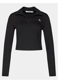 Calvin Klein Jeans Bluzka Polo Collar Milano Regular Top J20J222556 Czarny Regular Fit. Typ kołnierza: polo. Kolor: czarny. Materiał: wiskoza, syntetyk #2