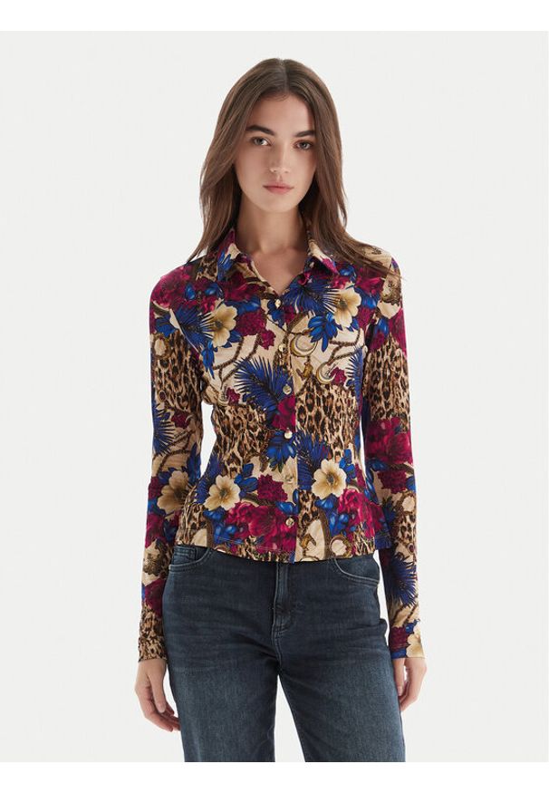 Just Cavalli Koszula 79PAL228 JS531 Kolorowy Slim Fit. Materiał: wiskoza. Wzór: kolorowy