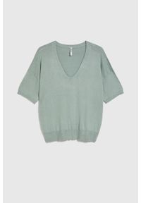 MOODO - Sweter z krótkimi rękawami oliwkowy. Kolor: oliwkowy. Materiał: poliamid, wiskoza. Długość rękawa: krótki rękaw. Długość: krótkie #1