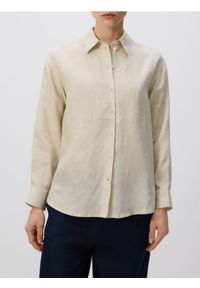 Reserved - Lniana koszula - kremowy. Kolor: kremowy. Materiał: len