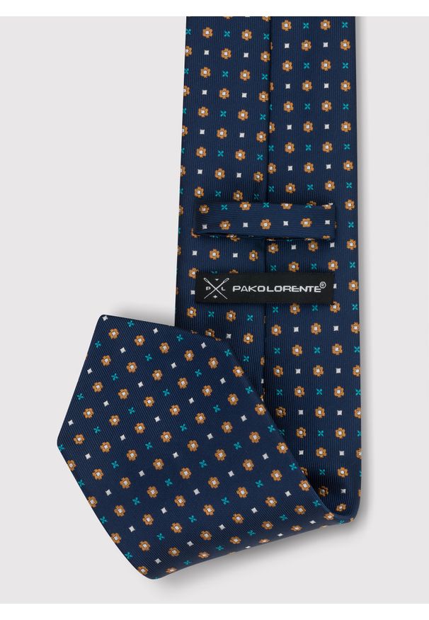 Pako Lorente - PAKO LORENTE – Wzorzysty granatowy krawat. Kolor: niebieski. Materiał: mikrofibra