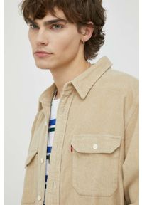 Levi's® - Levi's koszula sztruksowa męska kolor beżowy relaxed z kołnierzykiem klasycznym. Okazja: na spotkanie biznesowe. Typ kołnierza: kołnierzyk klasyczny. Kolor: beżowy. Materiał: sztruks. Wzór: gładki. Styl: klasyczny #5