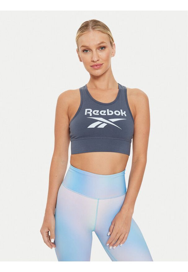 Reebok Top Big Logo Cotton Bralette 100076022 Szary Slim Fit. Kolor: szary. Materiał: bawełna